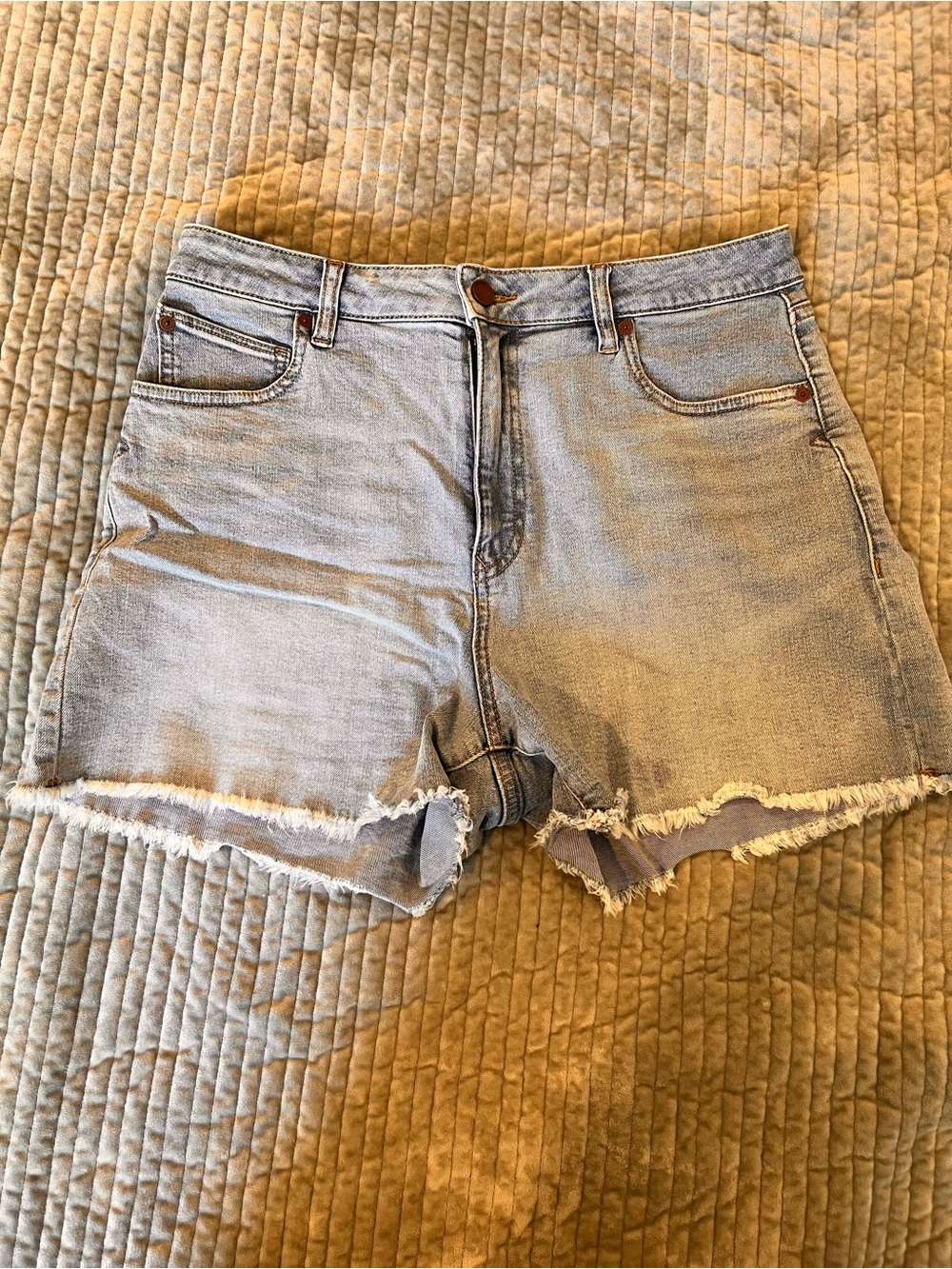 Volcom Light Blue Frayed Hem Denim Shorts